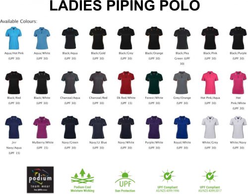 7LPI LADIES PIPING POLO COLOURS