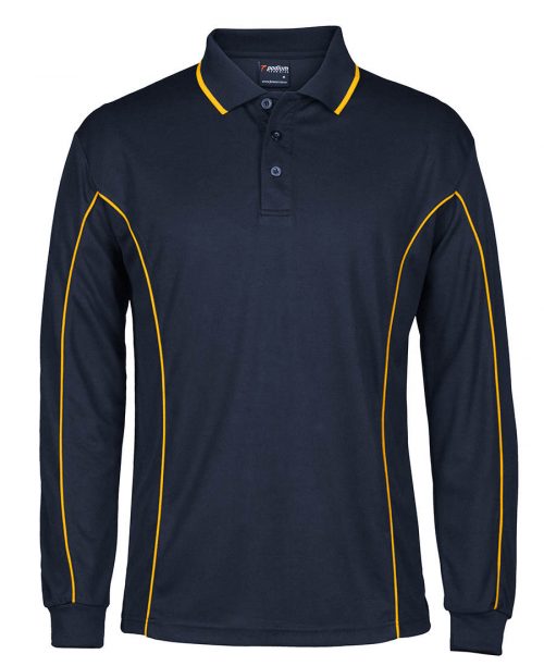 7PIPL LS Piping Polo Navy Gold