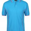 7PIP SS Piping Polo Aqua Hot Pink