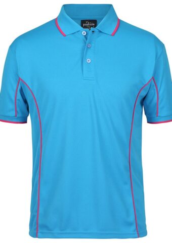 7PIP SS Piping Polo Aqua Hot Pink