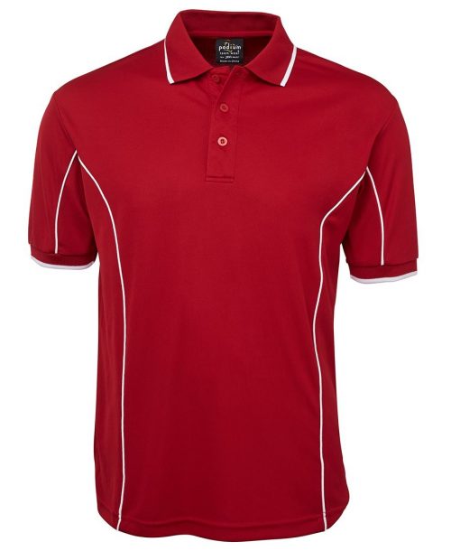 7PIP SS Piping Polo Dk Red White