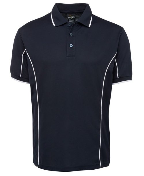 7PIP SS Piping Polo Navy White