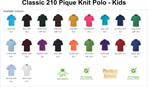 Classic 210 Pique Knit Polo Kids Colourways