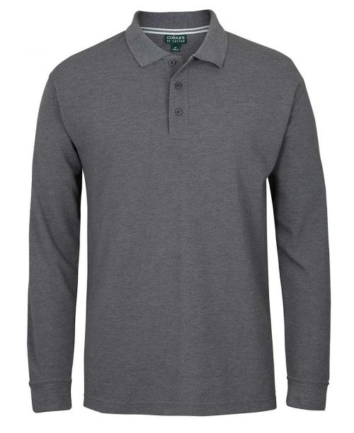 S2ML C of C Long Sleeve Pique Polo Charcoal Marle