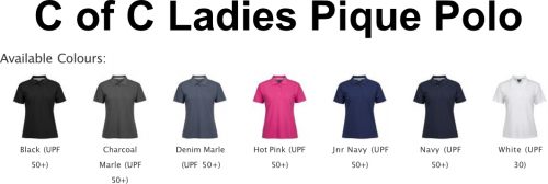 S2MP1 C of C Ladies Pique Polo Colours