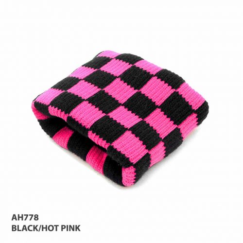 AH778 Checkered Wrist Band Black HotPink
