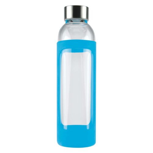 LL1397 Capri Glass Bottle : Silicone Sleeve light blue