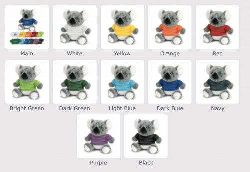 117005 Koala Plush Toy colours