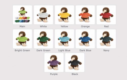117006 Kiwi Plush Toy colours