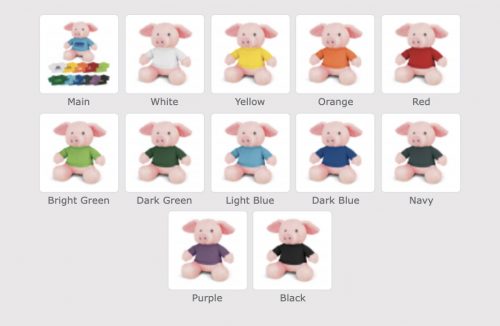 117861 Pig Plush Toy colours