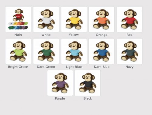 117862 Monkey Plush Toy colours