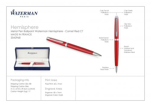 Waterman Hemisphere Ballpoint Pen Red 6 scaled