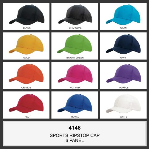 4148 Sports Ripstop Cap colour chart scaled