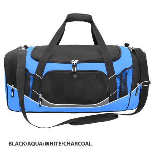G1345 Atlantis Sports Bag Black Aqua White Charcoal