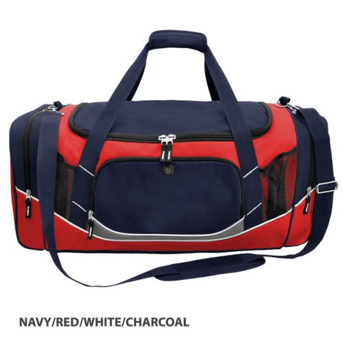 G1345 Atlantis Sports Bag Navy Red White Charcoal