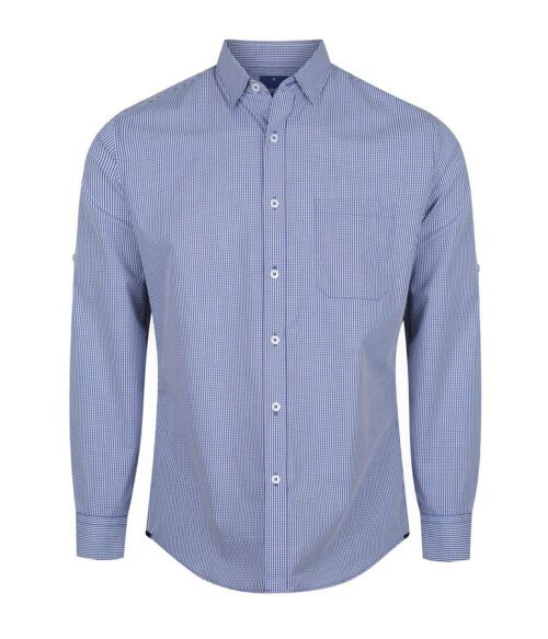 1637HL Gloweave Westgarth Gingham Long Sleeve Slim Shirt NAVY
