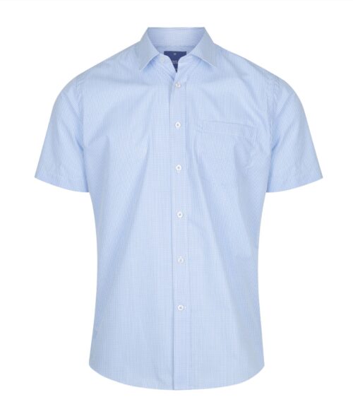 1637S Gloweave Westgarth Gingham Short Sleeve Shirt SKY