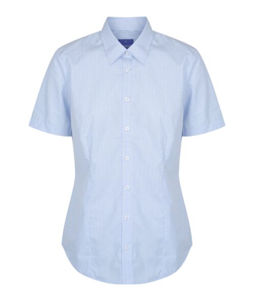 1637WS Gloweave Westgarth Gingham Short Sleeve Shirt SKY