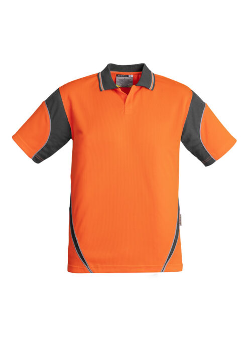 ZH248 Syzmik Hi Vis Aztec Short Sleeve Polo Orange Charcoal f