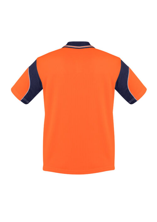 ZH248 Syzmik Hi Vis Aztec Short Sleeve Polo Orange Navy back