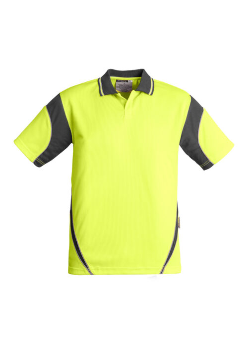 ZH248 Syzmik Hi Vis Aztec Short Sleeve Polo Yellow Charcoal f