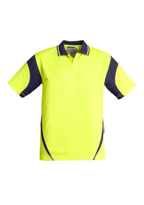 ZH248 Syzmik Hi Vis Aztec Short Sleeve Polo Yellow Navy f