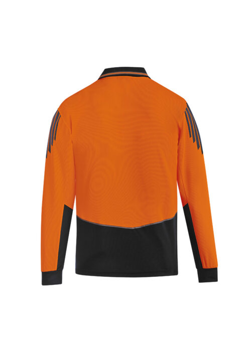 ZH310 Syzmik Hi Vis Flux Long Sleeve Polo Orange Black back