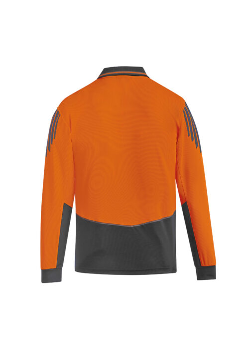 ZH310 Syzmik Hi Vis Flux Long Sleeve Polo Orange Charcoal back