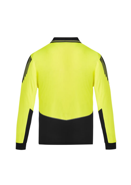 ZH310 Syzmik Hi Vis Flux Long Sleeve Polo Yellow Black back