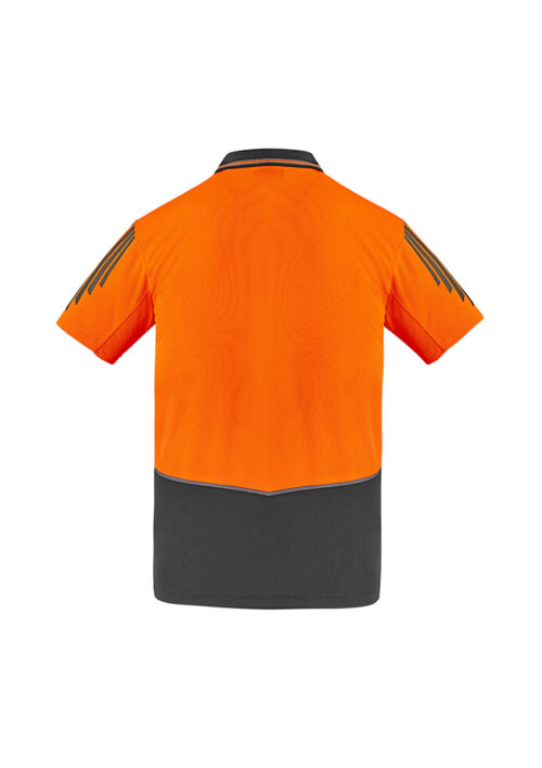 ZH315 Syzmik Hi Vis Flux Short Sleeve Polo Orange Charcoal back