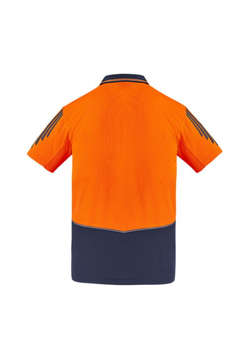 ZH315 Syzmik Hi Vis Flux Short Sleeve Polo Orange Navy back