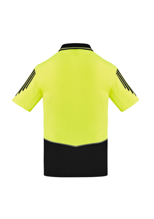 ZH315 Syzmik Hi Vis Flux Short Sleeve Polo Yellow Black back