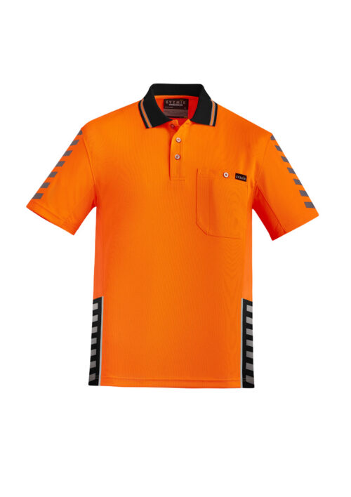 ZH320 Syzmik Hi Vis Komodo Short Sleeve Polo Orange Black front