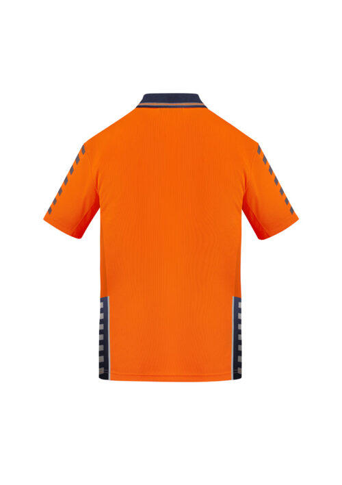 ZH320 Syzmik Hi Vis Komodo Short Sleeve Polo Orange Navy back