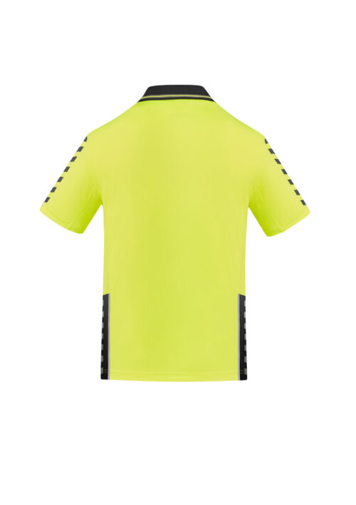 ZH320 Syzmik Hi Vis Komodo Short Sleeve Polo Yellow Black back