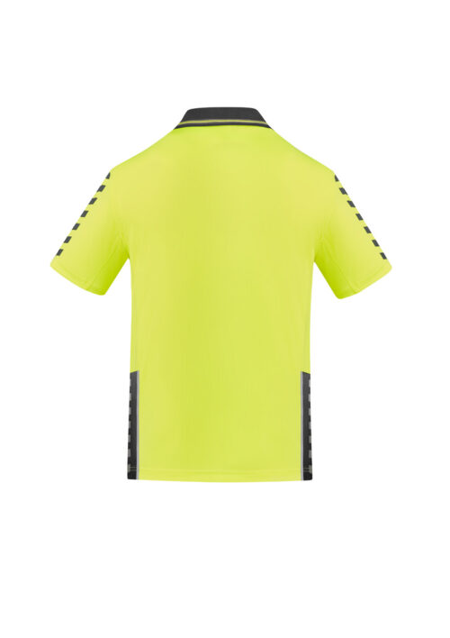 ZH320 Syzmik Hi Vis Komodo Short Sleeve Polo Yellow Charcoal back