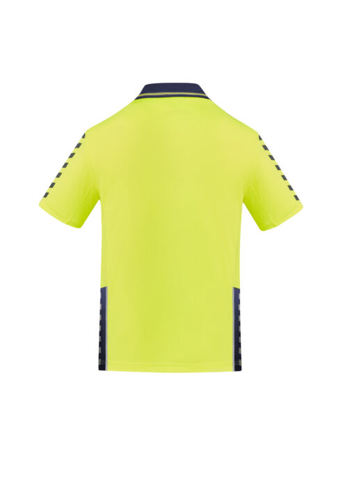 ZH320 Syzmik Hi Vis Komodo Short Sleeve Polo Yellow Navy back