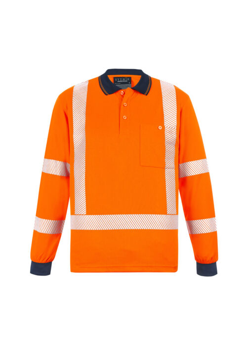 ZH690 Hi Vis X Back NSW Rail Long Sleeve Polo orange