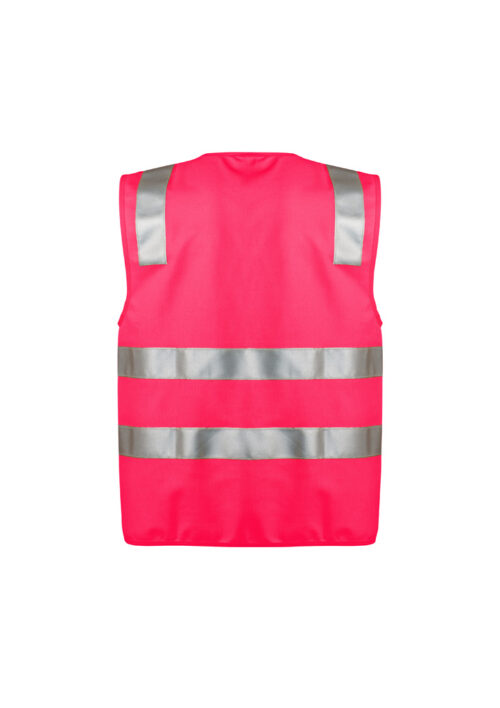 ZV998 Hi Vis Zip Vest Pink back