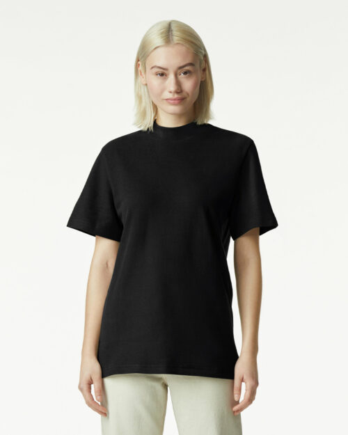 1PQ American Apparel Mockneck T Shirt Black front