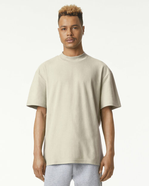 1PQ American Apparel Mockneck T Shirt bone front