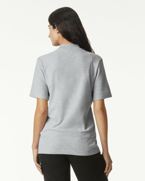 1PQ American Apparel Mockneck T Shirt heather grey back