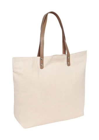 Canvas Bag with PU Leather Shoulders Strap 1