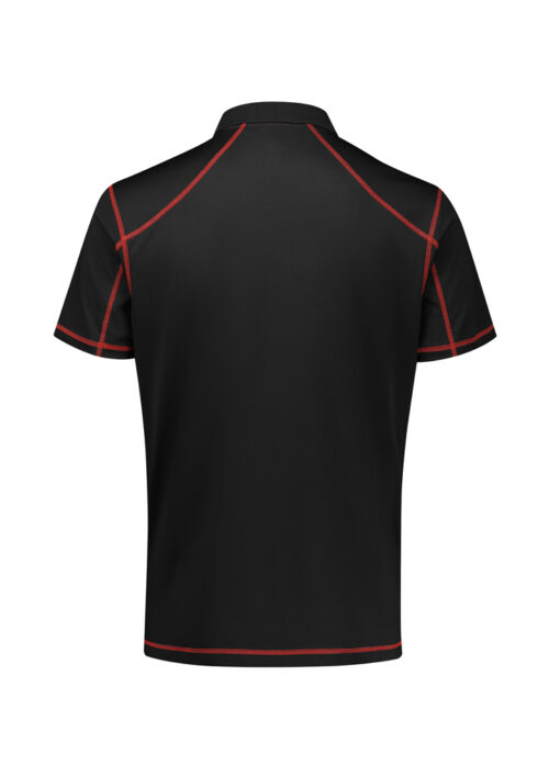 Mens Dart Short Sleeve Polo Black Red 02