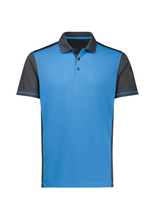 Mens Dart Short Sleeve Polo Grey Cyan 01 3P5PWNN