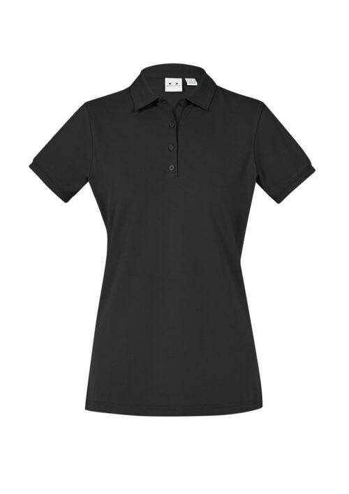 P105LS Womens City Short Sleeve Polo Black 01 IA2f1NF