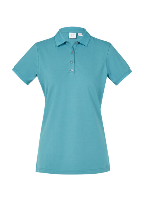 P105LS Womens City Short Sleeve Polo Teal 01 IFBRnMe