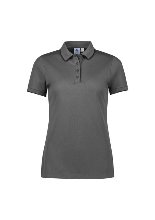 P313LS Womens Focus Short Sleeve Polo Ash Black 01 skJkMXj