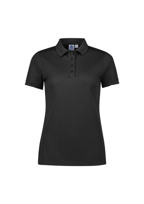 P313LS Womens Focus Short Sleeve Polo Black Black 01