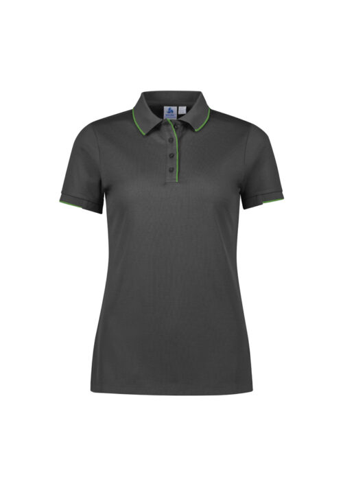 P313LS Womens Focus Short Sleeve Polo Grey FluoroLime 01 PHCGmT2